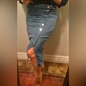 Guess Blue Denim Button-Up Skirt